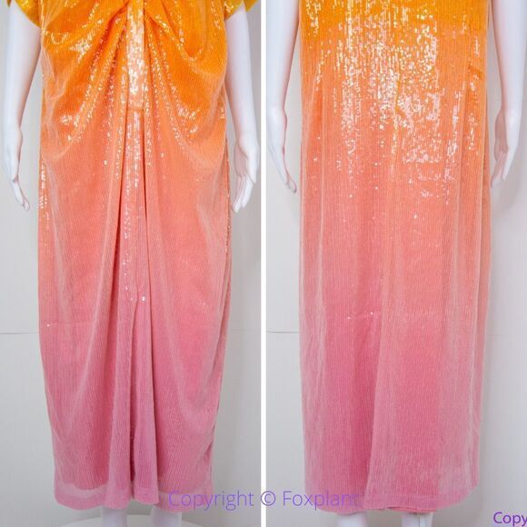 NEW Eloquii Ombre Sequin Midi Dress Orange Pink, size 22 - Picture 6 of 16